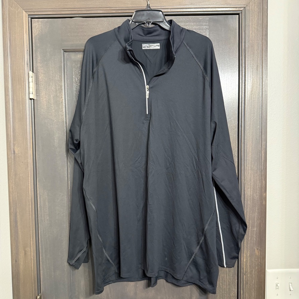 Callaway Mens XXXL Black Quarter Zip Golf Pullover Long Sleeve Mock Neck Stretch
